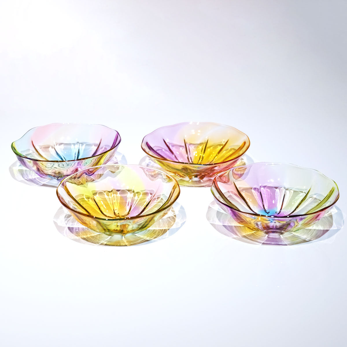 ガラスのお皿 プリズム ライン glass calico グラスキャリコ ハンドメイド食器 テーブルウェア