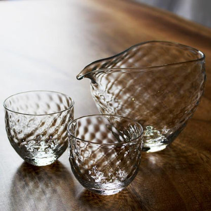 glass calico グラスキャリコ ハンドメイド ガラス酒器 煌 (きらめき) 冷酒器セット (片口・ぐい呑 2個)