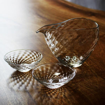 glass calico グラスキャリコ ハンドメイド ガラス酒器 煌 (きらめき) 冷酒器セット (片口・さかずき 2個)