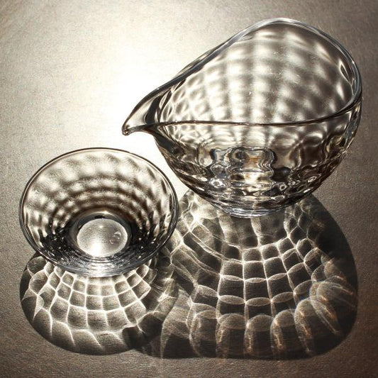 glass calico グラスキャリコ ハンドメイド ガラス酒器 澄 (すみ) 冷酒器セット (片口・さかずき 1個)