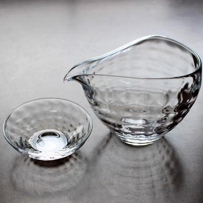 glasscalico グラスキャリコ ハンドメイド ガラス酒器 澄 (すみ) 冷酒器セット (片口・さかずき 1個)