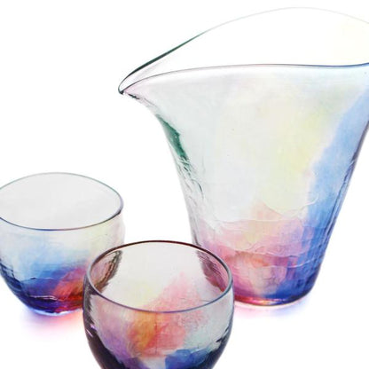 SAIZOU GLASS LABO サイゾウグラスラボ ハンドメイド ガラス酒器 虹のカタチ 縦型 片口 冷酒器