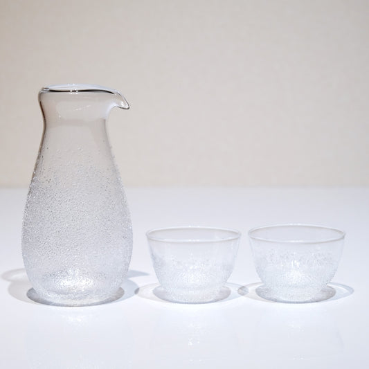 FUKU glassworks うたかた 冷酒器セット (徳利・ぐい呑 (丸) ２個) フクグラスワークス 相馬佳織 ハンドメイド冷酒器セット