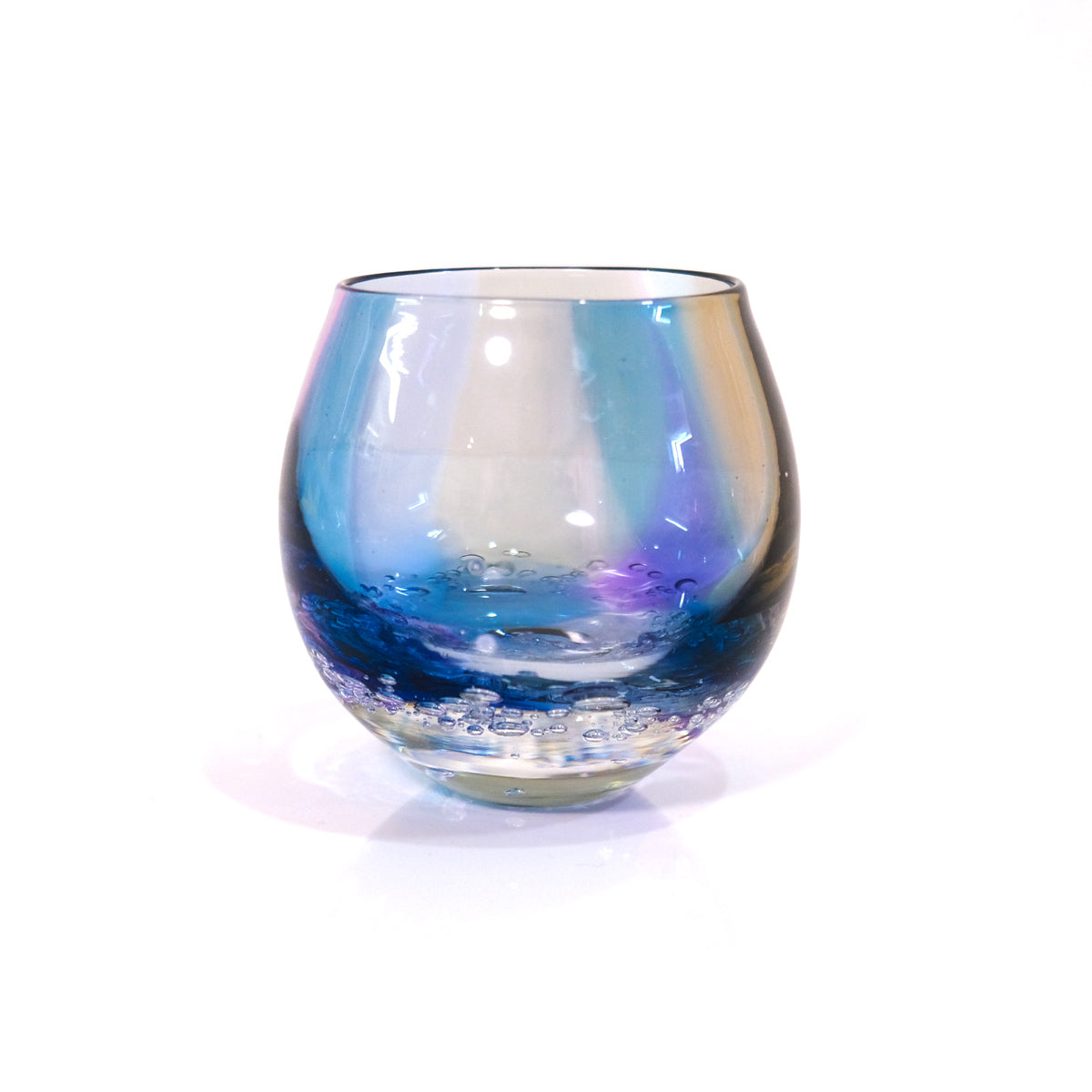 glass calico　earth bubble (アースバブル) 丸型 ロックグラス  グラスキャリコ ハンドメイドグラス ウイスキー 焼酎 カクテル グラス