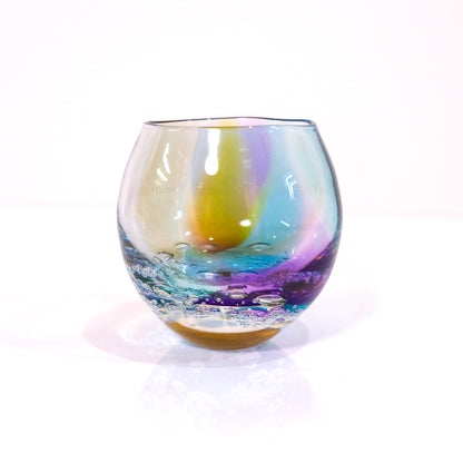 glass calico　earth bubble (アースバブル) 丸型 ロックグラス  グラスキャリコ ハンドメイドグラス ウイスキー 焼酎 カクテル グラス