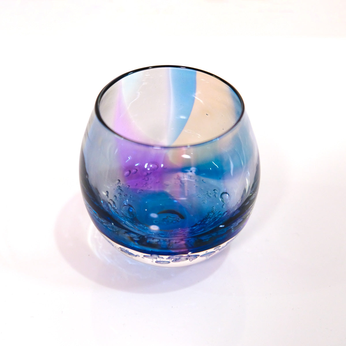 glass calico　earth bubble (アースバブル) 丸型 ロックグラス  グラスキャリコ ハンドメイドグラス ウイスキー 焼酎 カクテル グラス