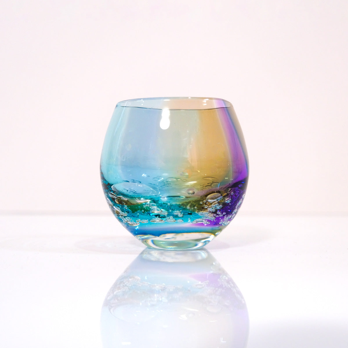 glass calico　earth bubble (アースバブル) 丸型 ロックグラス  グラスキャリコ ハンドメイドグラス ウイスキー 焼酎 カクテル グラス