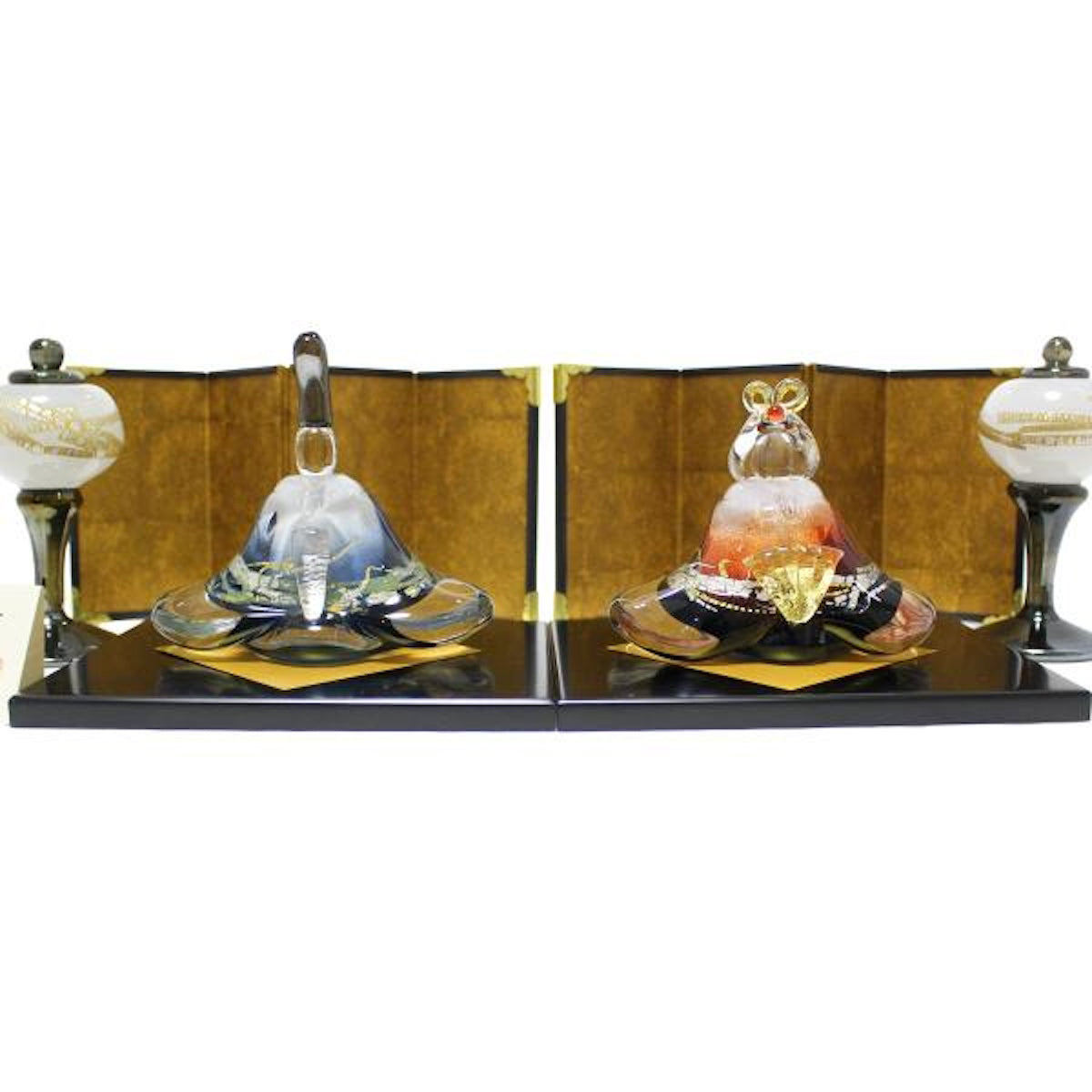 ガラスのお雛様 富士雛（ふじびな） 雪洞（ぼんぼり）付き glass calico グラスキャリコ ハンドメイド ガラスアート