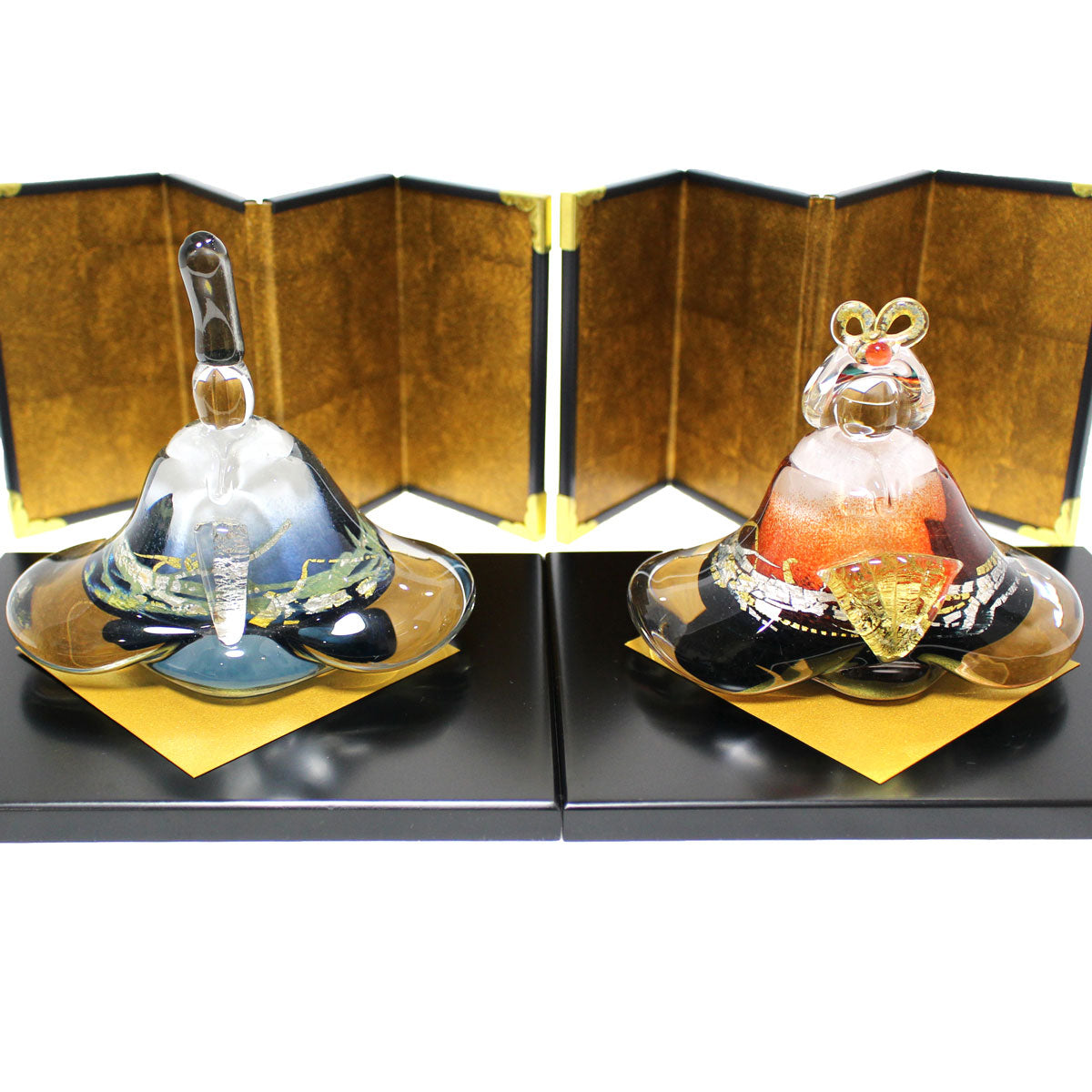 ガラスのお雛様 富士雛 (ふじびな) 雪洞(ぼんぼり)付き glass calico グラスキャリコ ハンドメイド ガラスアート 雛人形 ひな人形 おひなさま 桃の節句 オブジェ コンパクト