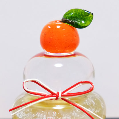 ガラスの鏡餅（S） glass calico グラスキャリコ ハンドメイド ガラスアート 化粧箱付 ガラス製 かがみもち オブジェ 置物 お正月