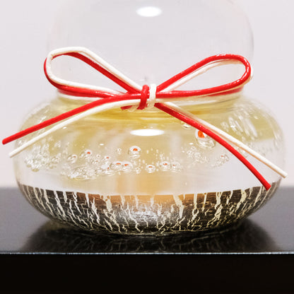 ガラスの鏡餅（S） glass calico グラスキャリコ ハンドメイド ガラスアート 化粧箱付 ガラス製 かがみもち オブジェ 置物 お正月