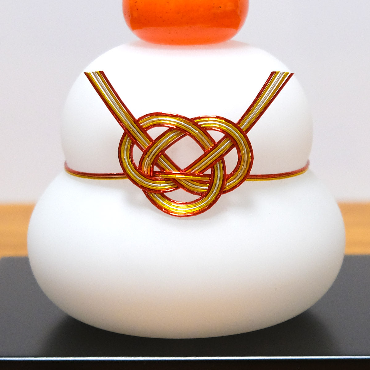 ガラスの白い鏡餅（L） glass calico グラスキャリコ ハンドメイド ガラスアート 化粧箱付 ガラス製 かがみもち オブジェ 置物 お正月