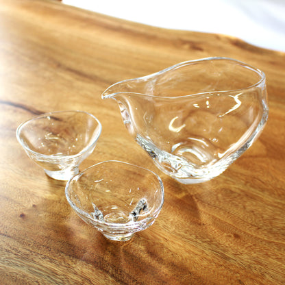 glass calico ミナモ 冷酒器セット (片口・ぐい呑 2個) グラスキャリコ ハンドメイド ガラス酒器