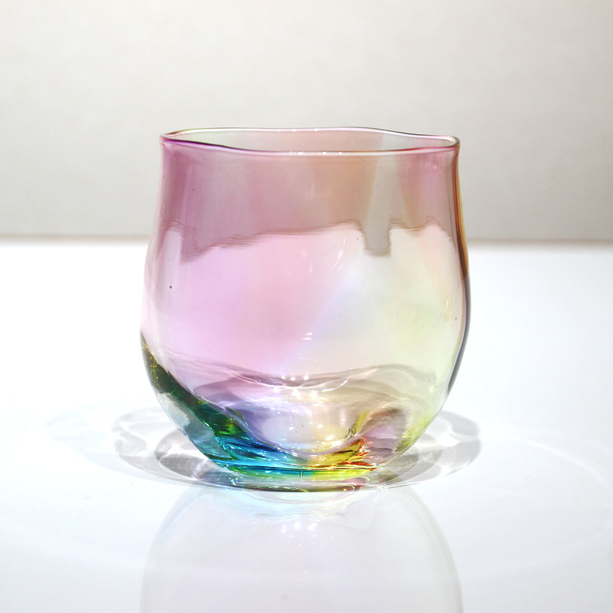 glass calico ミナモプリズム 丸ロックグラス ウイスキー 焼酎 カクテル 梅酒 グラス グラスキャリコ ハンドメイド グラス おしゃれ 来客用 ギフト プレゼント