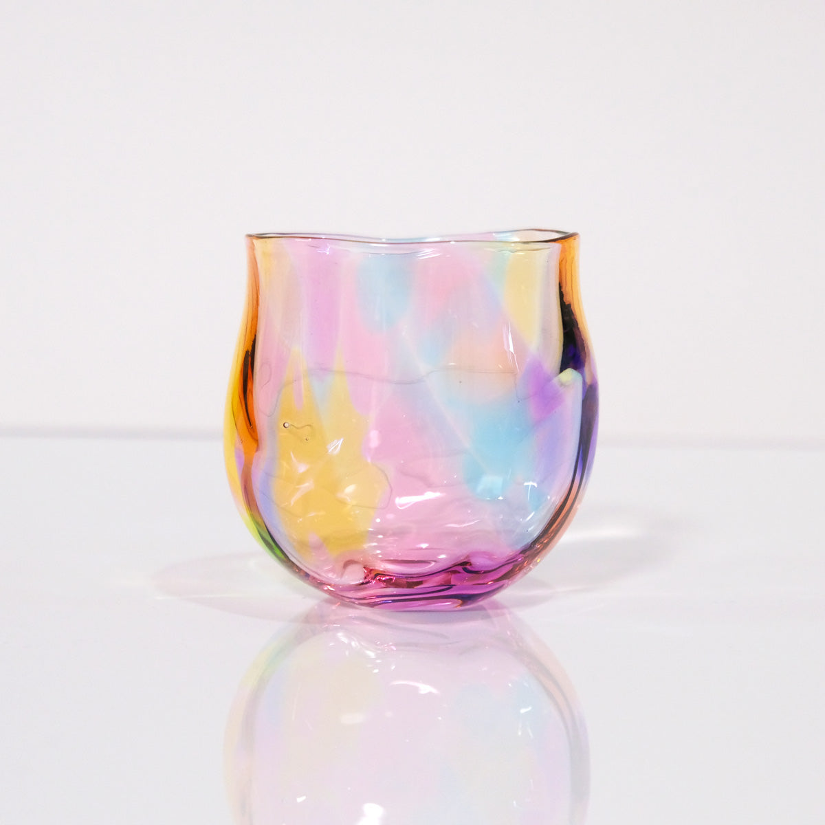 glass calico ミナモプリズム 丸ロックグラス ウイスキー 焼酎 カクテル 梅酒 グラス グラスキャリコ ハンドメイド グラス