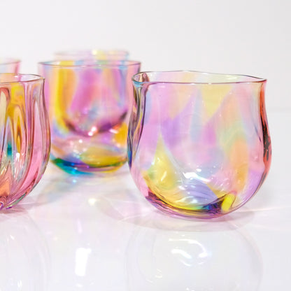 glass calico ミナモプリズム 丸ロックグラス ウイスキー 焼酎 カクテル 梅酒 グラス グラスキャリコ ハンドメイド グラス