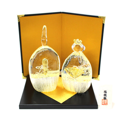 ガラスのお雛様 瑞穂雛 (みずほびな) 大(L) glass calico グラスキャリコ ハンドメイド ガラスアート 雛人形 ひな人形 おひなさま 桃の節句 オブジェ コンパクト
