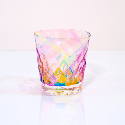 グラスキャリコ プリズム ダイヤ ロックグラス glass calico ハンドメイドグラス ウイスキー 焼酎 梅酒 ソフトドリンク ソーダ カクテル グラス