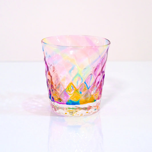 グラスキャリコ プリズム ダイヤ ロックグラス glass calico ハンドメイドグラス ウイスキー 焼酎 梅酒 ソフトドリンク ソーダ カクテル グラス