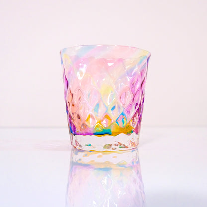 グラスキャリコ プリズム ダイヤ ロックグラス glass calico ハンドメイドグラス ウイスキー 焼酎 梅酒 ソフトドリンク ソーダ カクテル グラス