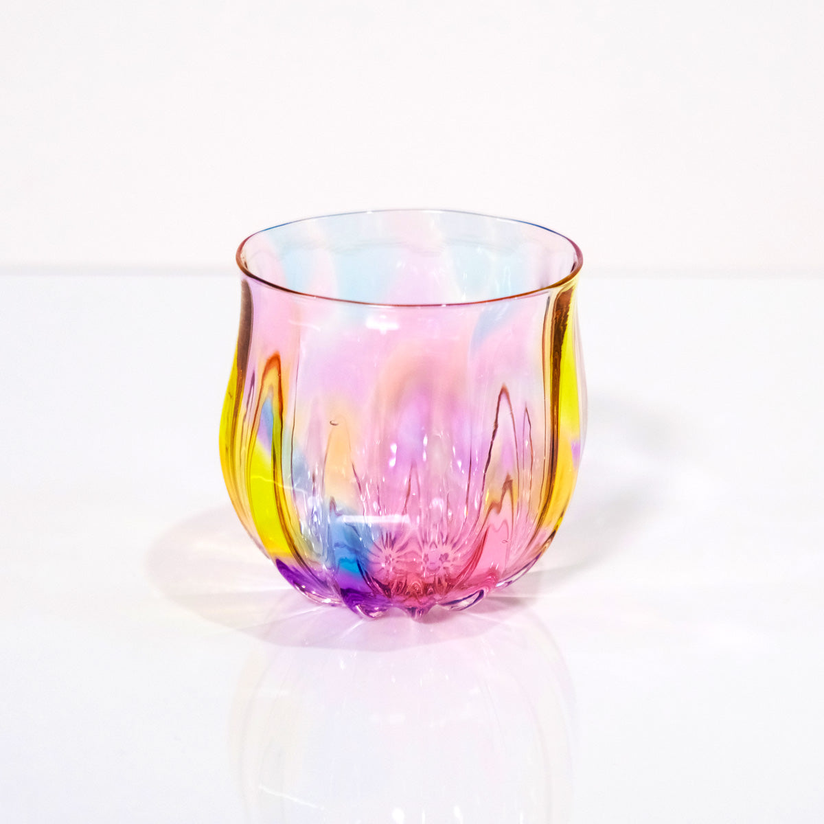 グラスキャリコ プリズムライン 丸ロックグラス glass calico ハンドメイドグラス ウイスキー 焼酎 カクテル 梅酒 グラス