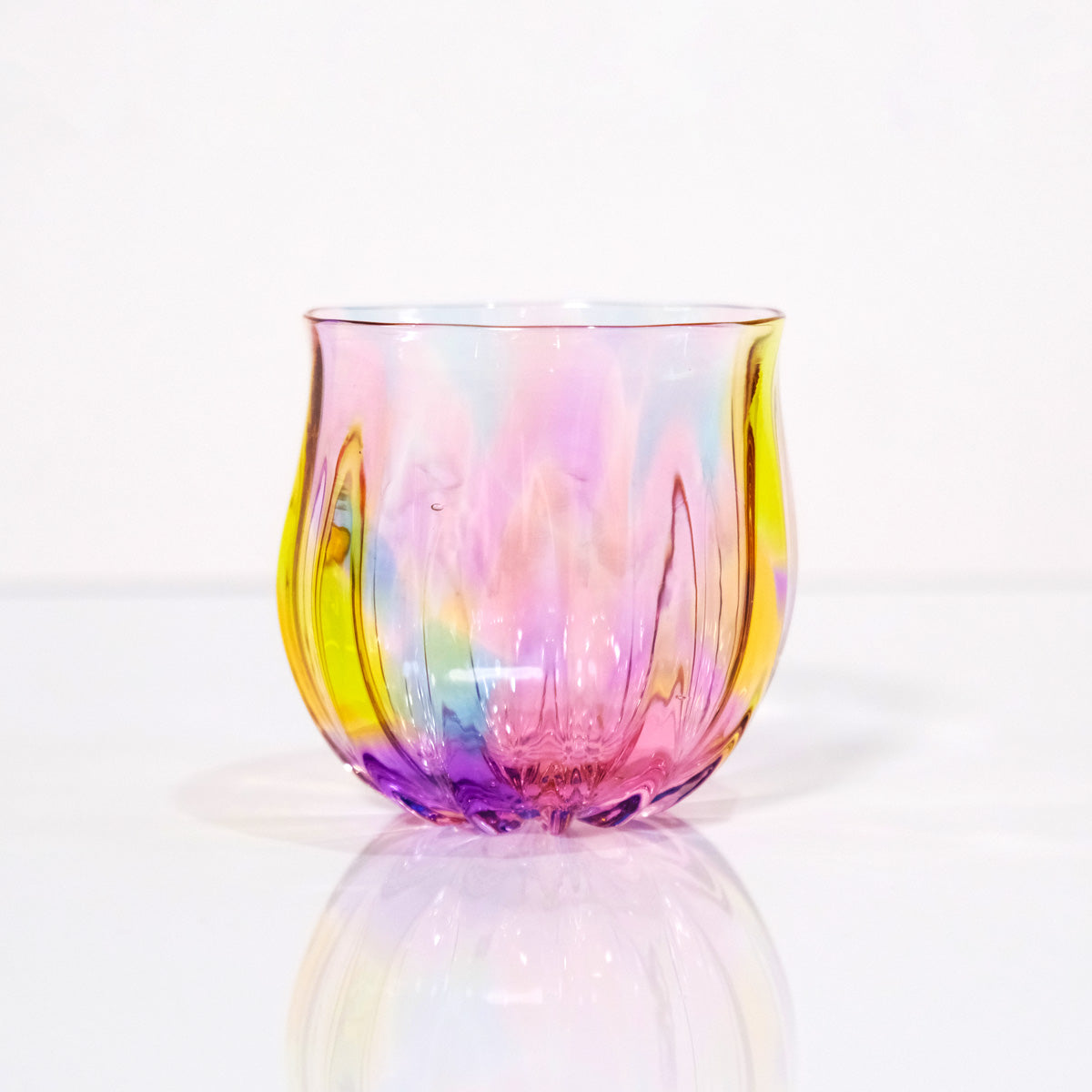 グラスキャリコ プリズムライン 丸ロックグラス glass calico ハンドメイドグラス ウイスキー 焼酎 カクテル 梅酒 グラス