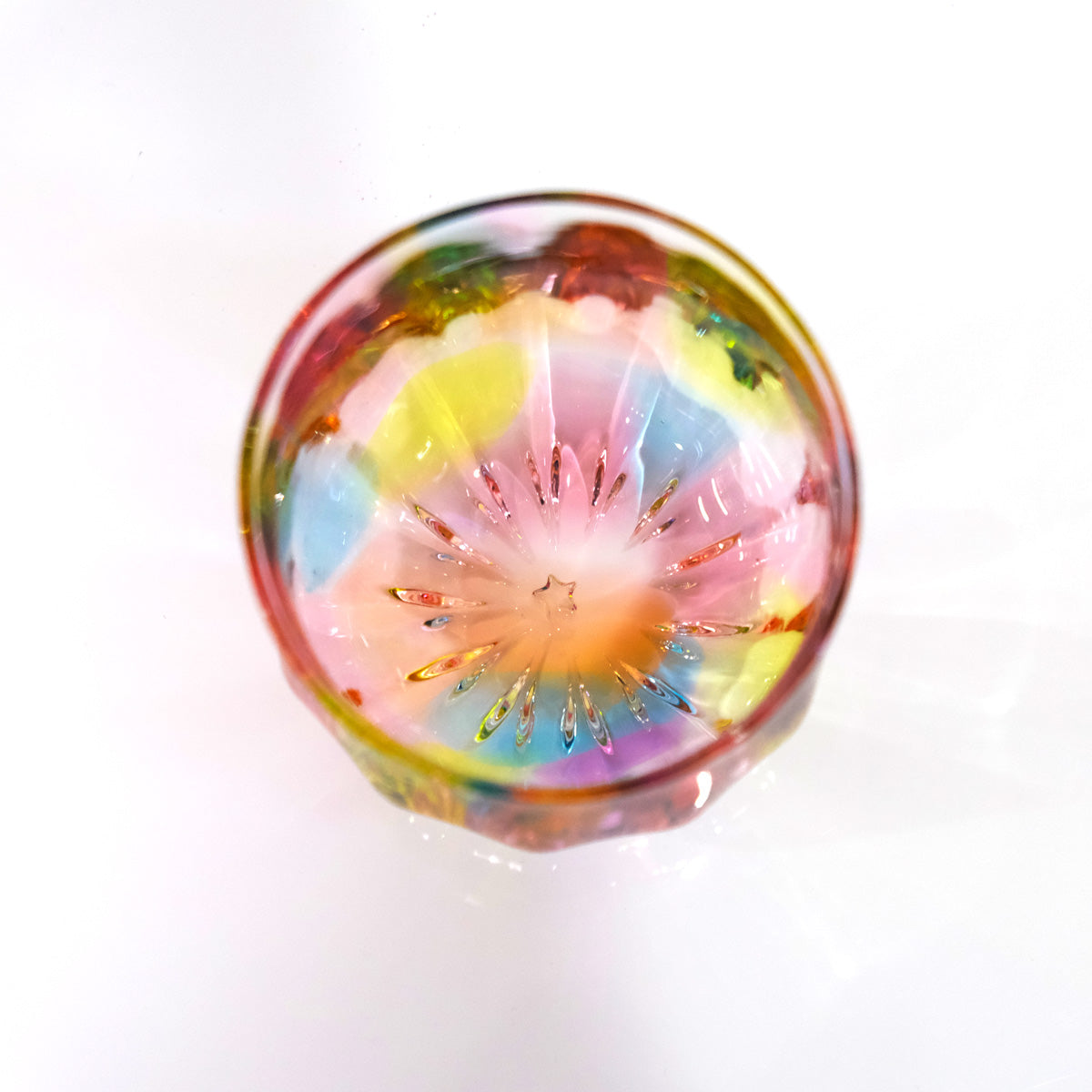 グラスキャリコ プリズムライン 丸ロックグラス glass calico ハンドメイドグラス ウイスキー 焼酎 カクテル 梅酒 グラス