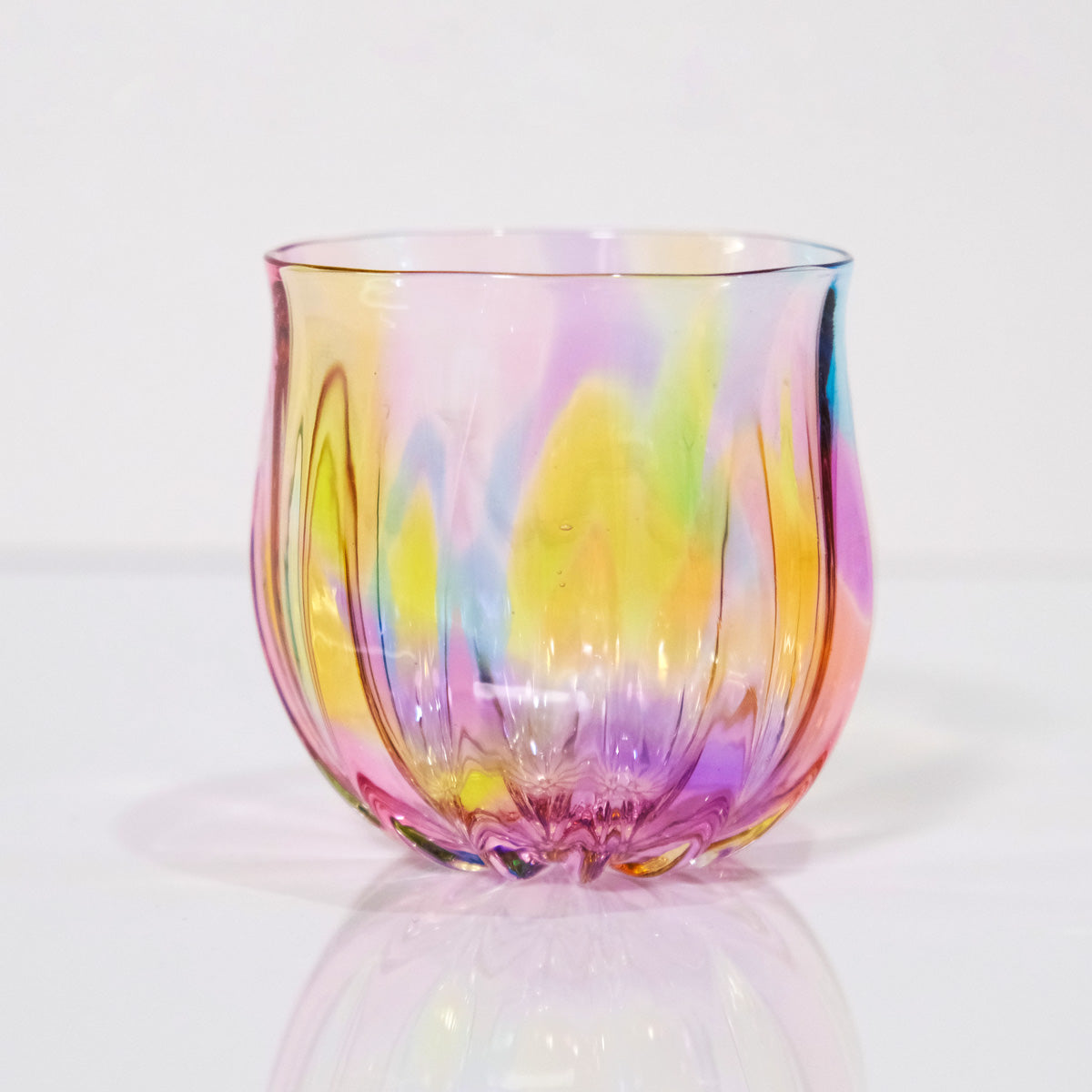 グラスキャリコ プリズムライン 丸ロックグラス glass calico ハンドメイドグラス ウイスキー 焼酎 カクテル 梅酒 グラス