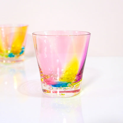 グラスキャリコ プリズムバブル ロックグラス glass calico ハンドメイドグラス ウイスキー 焼酎 カクテル 梅酒 グラス
