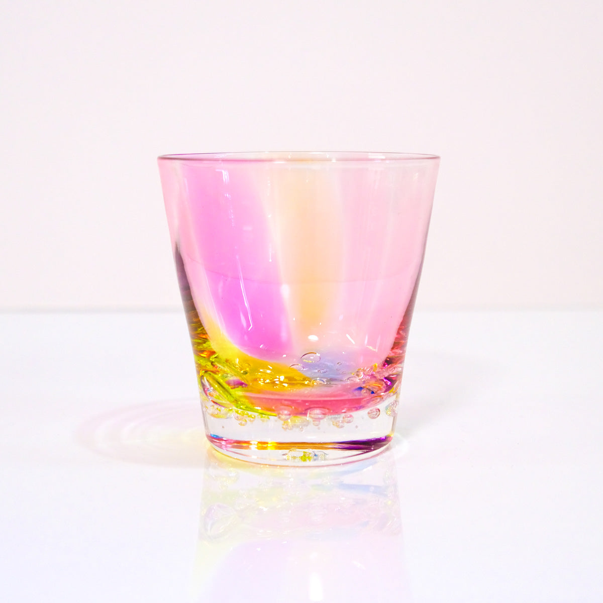 グラスキャリコ プリズムバブル ロックグラス glass calico ハンドメイドグラス ウイスキー 焼酎 カクテル 梅酒 グラス