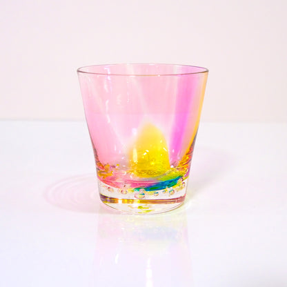 グラスキャリコ プリズムバブル ロックグラス glass calico ハンドメイドグラス ウイスキー 焼酎 カクテル 梅酒 グラス