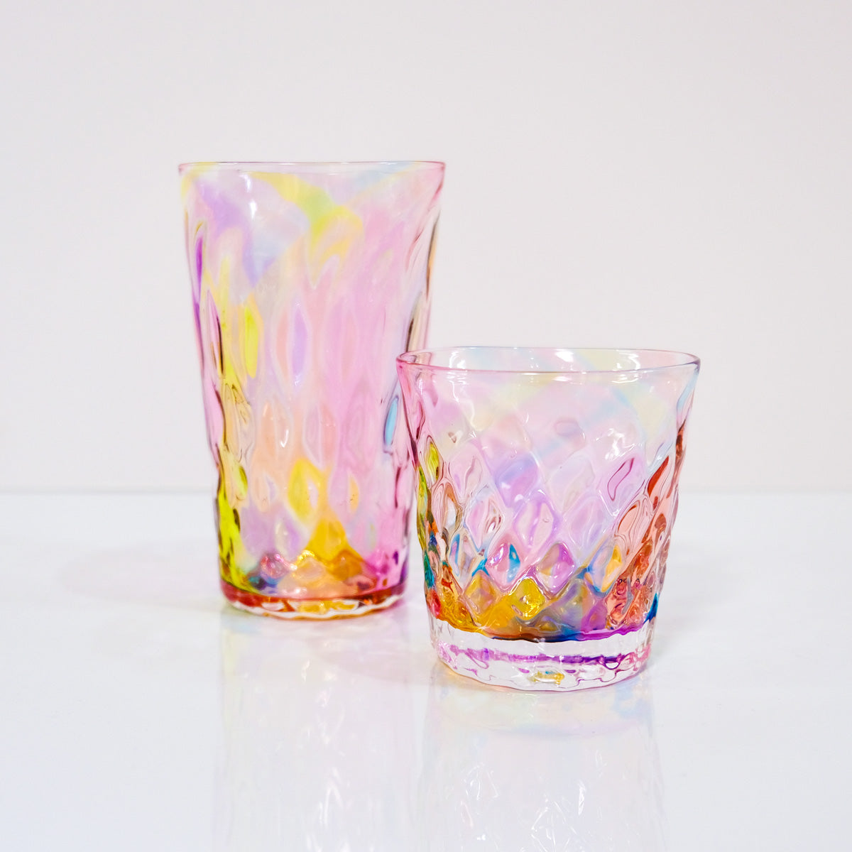 glass calico プリズム ダイヤ ロンググラス グラスキャリコ ハンドメイドグラス ウイスキー 焼酎 ビール グラス タンブラー