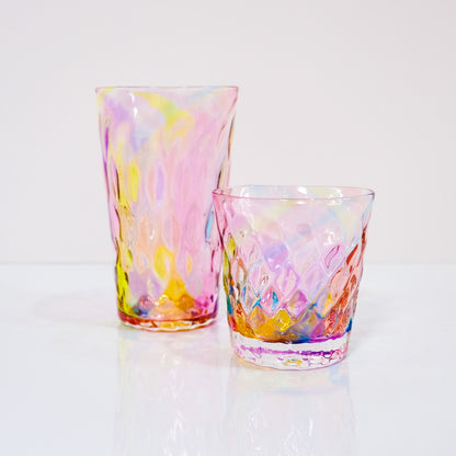 glass calico プリズム ダイヤ ロンググラス グラスキャリコ ハンドメイドグラス ウイスキー 焼酎 ビール グラス タンブラー