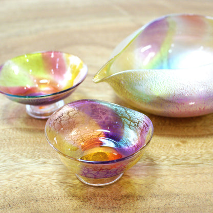 glass calico プリズム 雅 (みやび) 冷酒器セット (片口・ぐい呑 2個) グラスキャリコ ハンドメイド ガラス酒器 酒器揃 高級 贈答 ギフト プレゼント おしゃれ