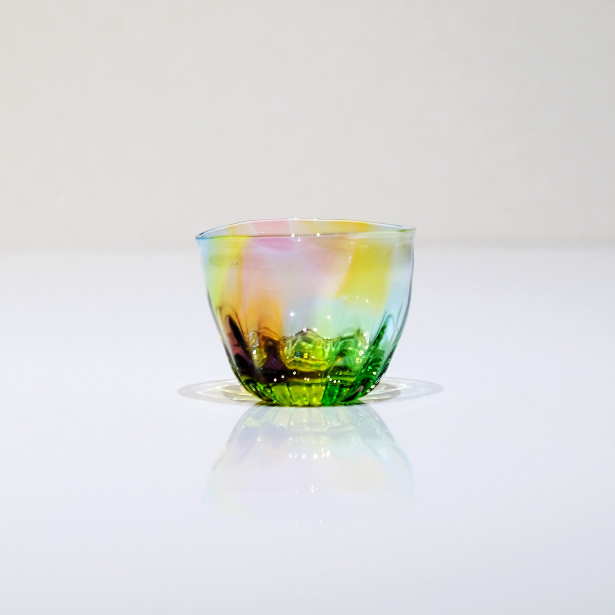 glass calico プリズム ライン ぐい呑 冷酒器 (2個セット) 【現品】 グラスキャリコ ハンドメイド ガラス酒器