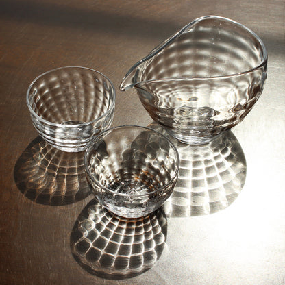 glass calico 澄 (すみ) 冷酒器セット (片口・ぐい呑2個) グラスキャリコ ハンドメイド ガラス酒器
