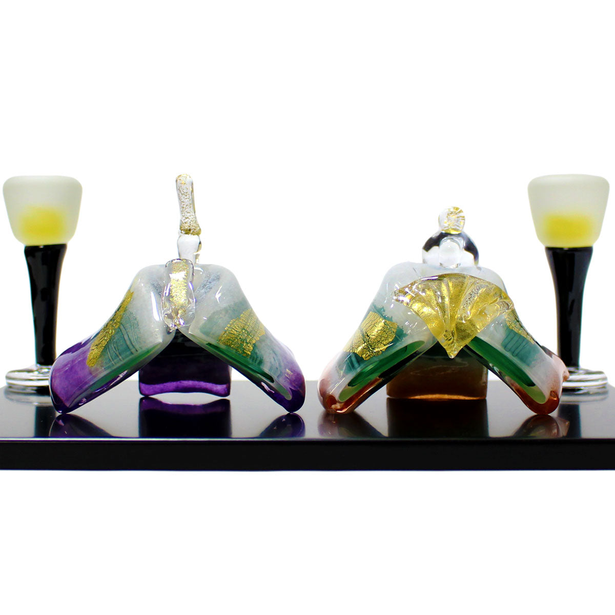 ガラスのお雛様 ひとえ雛 春風 雪洞（ぼんぼり）付き SAIZOU GLASS LABO 可児友紀 ハンドメイド ガラスアート 雛人形 ひな人形 おひなさま 桃の節句 オブジェ コンパクト ギフト