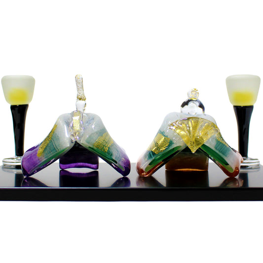 ガラスのお雛様 ひとえ雛 春風 雪洞（ぼんぼり）付き SAIZOU GLASS LABO 可児友紀 ハンドメイド ガラスアート 雛人形 ひな人形 おひなさま 桃の節句 オブジェ コンパクト ギフト