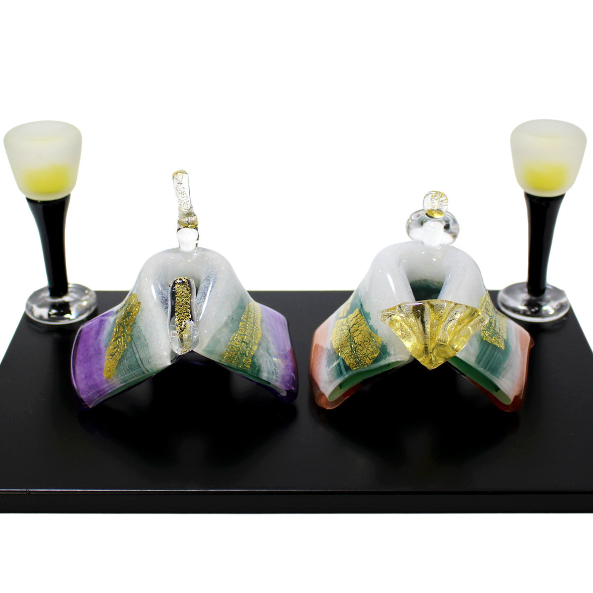 ガラスのお雛様 ひとえ雛 春風 雪洞（ぼんぼり）付き SAIZOU GLASS LABO 可児友紀 ハンドメイド ガラスアート 雛人形 ひな人形 おひなさま 桃の節句 オブジェ コンパクト ギフト