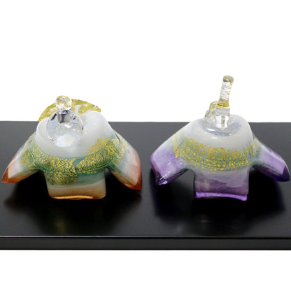 ガラスのお雛様 ひとえ雛 春風 雪洞（ぼんぼり）付き SAIZOU GLASS LABO 可児友紀 ハンドメイド ガラスアート 雛人形 ひな人形 おひなさま 桃の節句 オブジェ コンパクト ギフト
