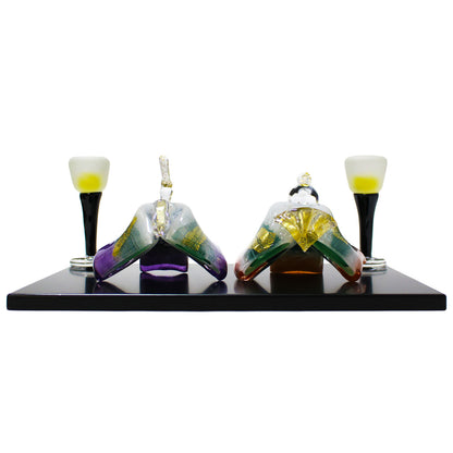 ガラスのお雛様 ひとえ雛 春風 雪洞（ぼんぼり）付き SAIZOU GLASS LABO 可児友紀 ハンドメイド ガラスアート 雛人形 ひな人形 おひなさま 桃の節句 オブジェ コンパクト ギフト