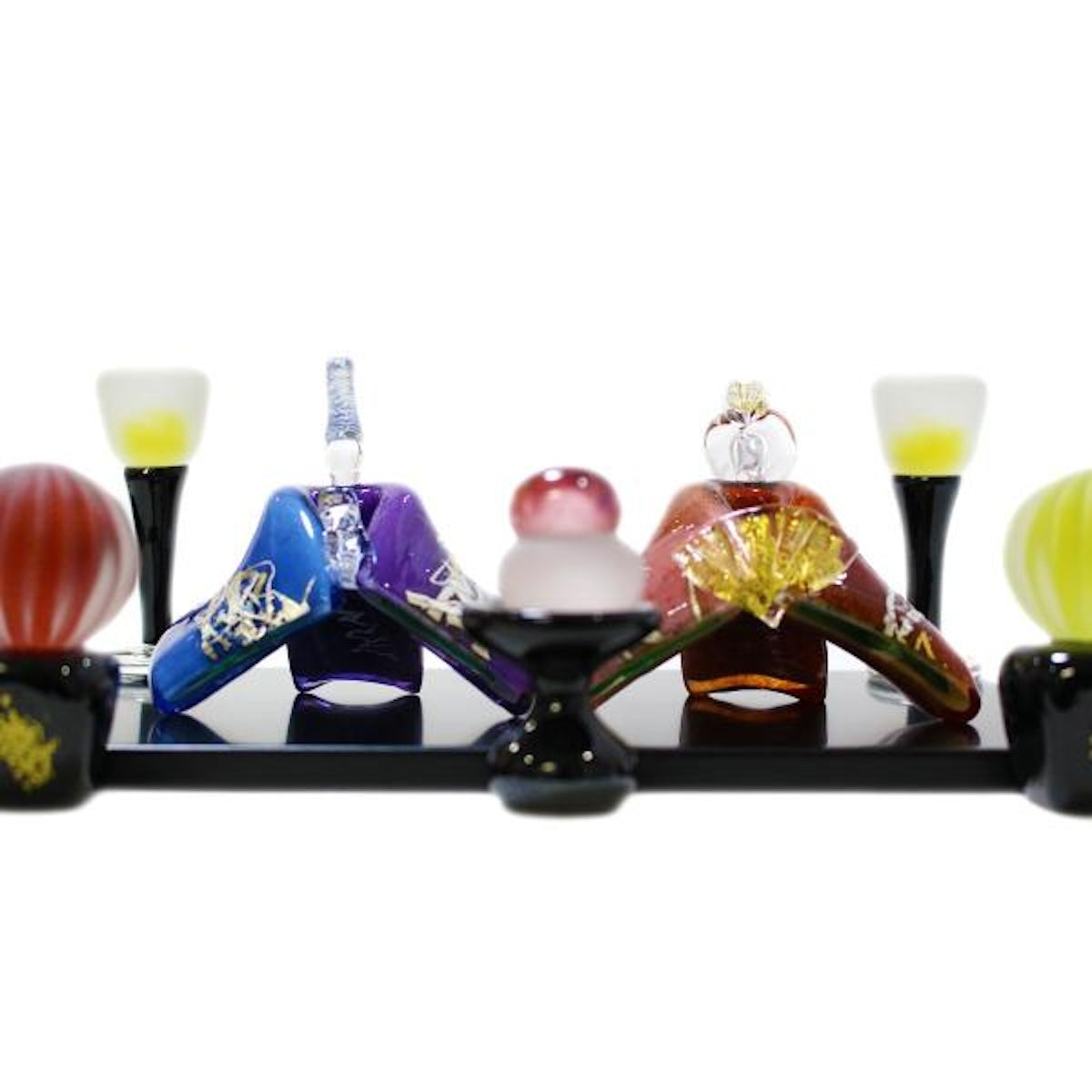 ガラスのお雛様 咲きひとえ雛 親王飾りセット SAIZOU GLASS LABO 可児友紀 ハンドメイド ガラスアート 雛人形 ひな人形 おひなさま 豪華 フルセット 桃の節句 オブジェ コンパクト ギフト