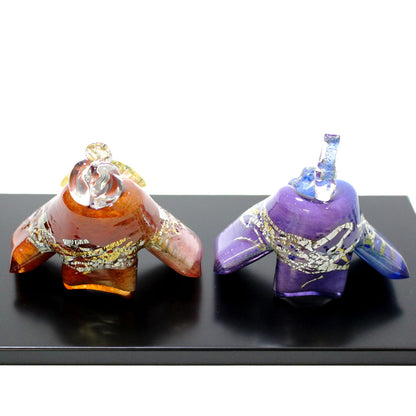 ガラスのお雛様 咲きひとえ雛 雪洞（ぼんぼり）付き SAIZOU GLASS LABO 可児友紀 ハンドメイド ガラスアート 雛人形 ひな人形 おひなさま 桃の節句 オブジェ コンパクト ギフト