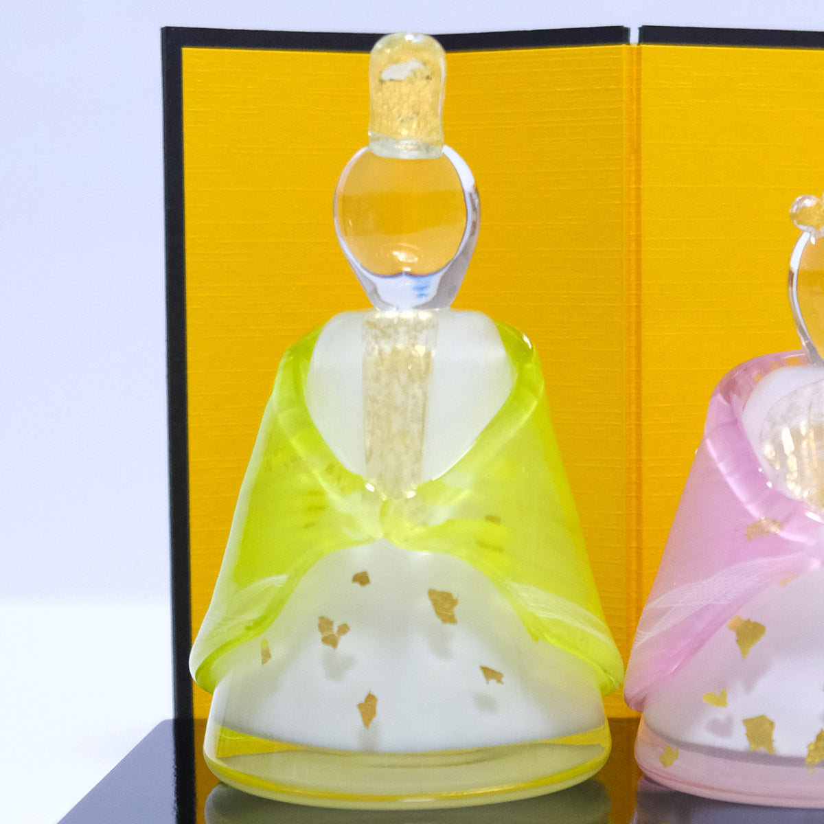 ガラスの雛飾り 春の風 (鶯色・桃色) 桐箱入 FIORETTO フィオレット 高野仰 ハンドメイド ガラスアート 雛人形 ひな人形 おひなさま 桃の節句 オブジェ コンパクト