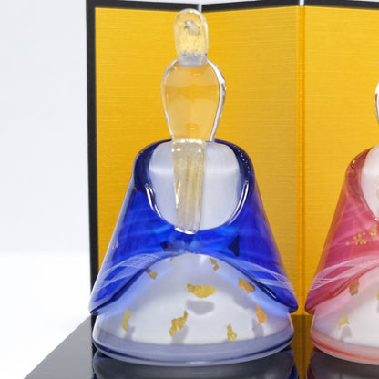 ガラスの雛飾り 春の風 (瑠璃色・紅色) 桐箱入 FIORETTO フィオレット 高野仰 ハンドメイド ガラスアート 雛人形 ひな人形 おひなさま 桃の節句 オブジェ コンパクト