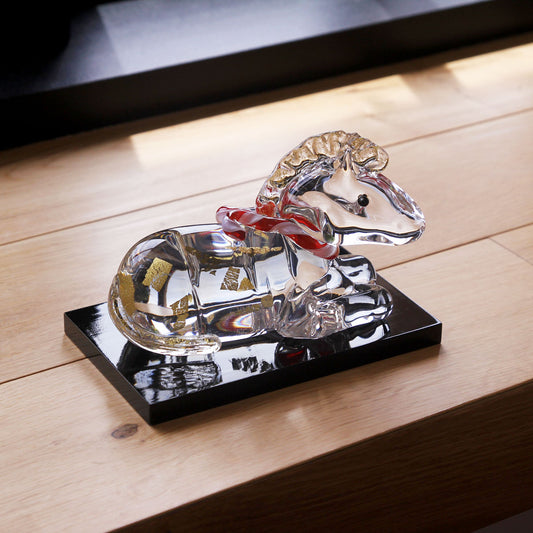 ガラスの干支 ふくふく午(うま) オブジェ 午(うま)の置物 FIORETTO フィオレット 高野仰 ハンドメイド ガラスアート 化粧箱付 タカノアオグ ガラス 馬 かたまり お正月 コンパクト インテリア おしゃれ ギフト プレゼント