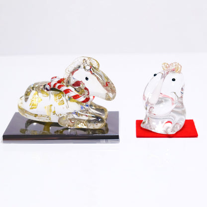 ガラスの干支 ふくふく午(うま) オブジェ 午(うま)の置物 FIORETTO フィオレット 高野仰 ハンドメイド ガラスアート 化粧箱付 タカノアオグ ガラス 馬 かたまり お正月 コンパクト インテリア おしゃれ ギフト プレゼント