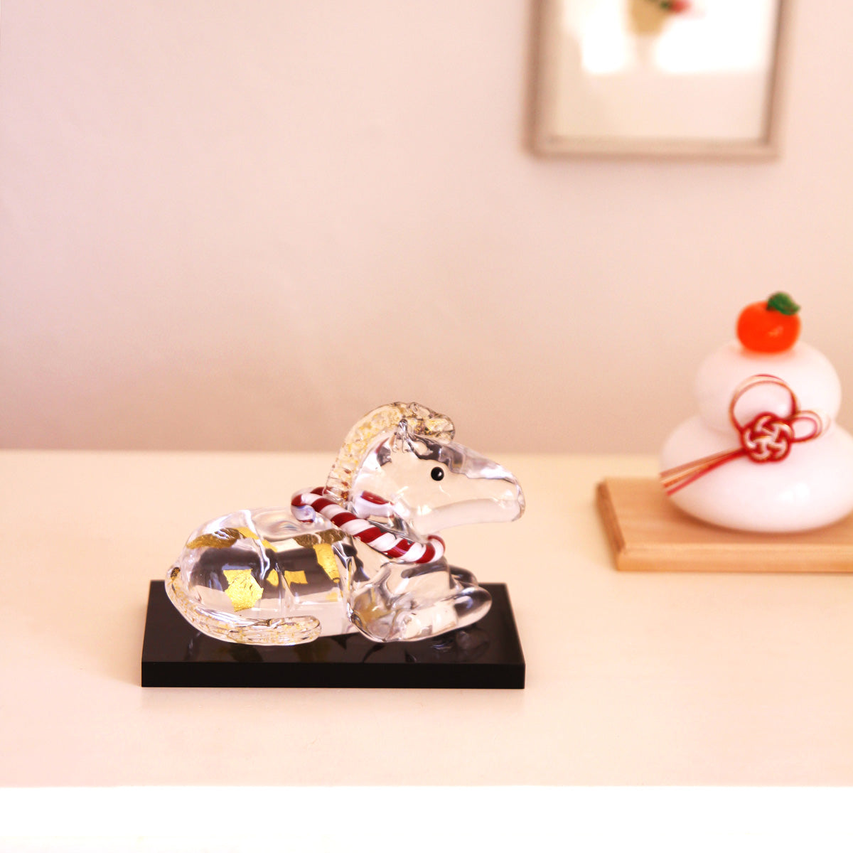 ガラスの干支 ふくふく午(うま) オブジェ 午(うま)の置物 FIORETTO フィオレット 高野仰 ハンドメイド ガラスアート 化粧箱付 タカノアオグ ガラス 馬 かたまり お正月 コンパクト インテリア おしゃれ ギフト プレゼント