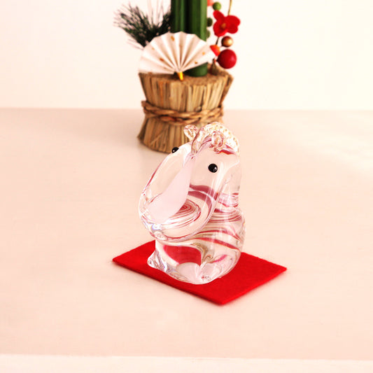 ガラスの干支 ゆる午(うま) オブジェ 午(うま)の置物 FIORETTO フィオレット 高野仰 ハンドメイド ガラスアート 化粧箱付 タカノアオグ ガラス 馬 かたまり お正月 コンパクト インテリア おしゃれ ギフト プレゼント