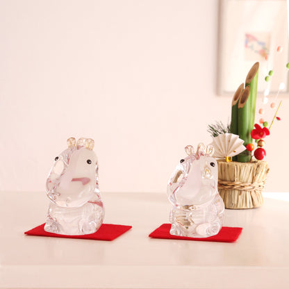 ガラスの干支 ゆる午(うま) オブジェ 午(うま)の置物 FIORETTO フィオレット 高野仰 ハンドメイド ガラスアート 化粧箱付 タカノアオグ ガラス 馬 かたまり お正月 コンパクト インテリア おしゃれ ギフト プレゼント